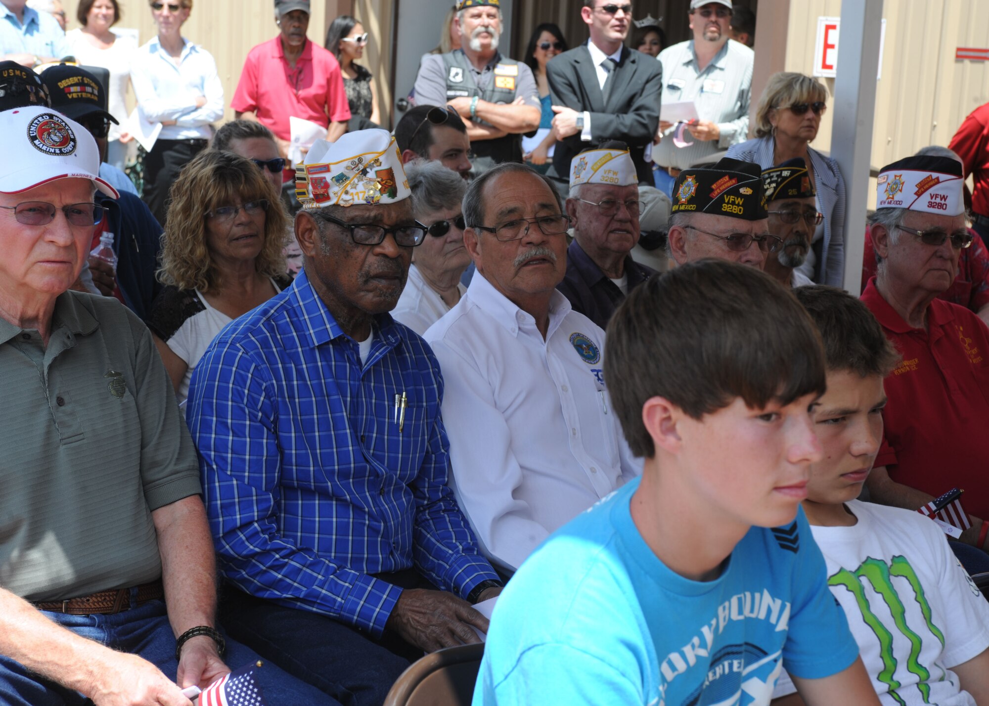 Members of the local community listen to Col. Tony Bauernfeind, 27th Special Operations Wing commander, at the dedication of the Veteran’s Rose Garden  Memorial on May 29, 2014 at the Hillcrest Park Zoo Clovis, N.M. The memorial was constructed by 17-year-old Trystan Harpold, Troop 226 member, as a thank you to all those who have served in the U.S. Armed Forces. (U.S. Air Force photo/Senior Airman Ericka Engblom)