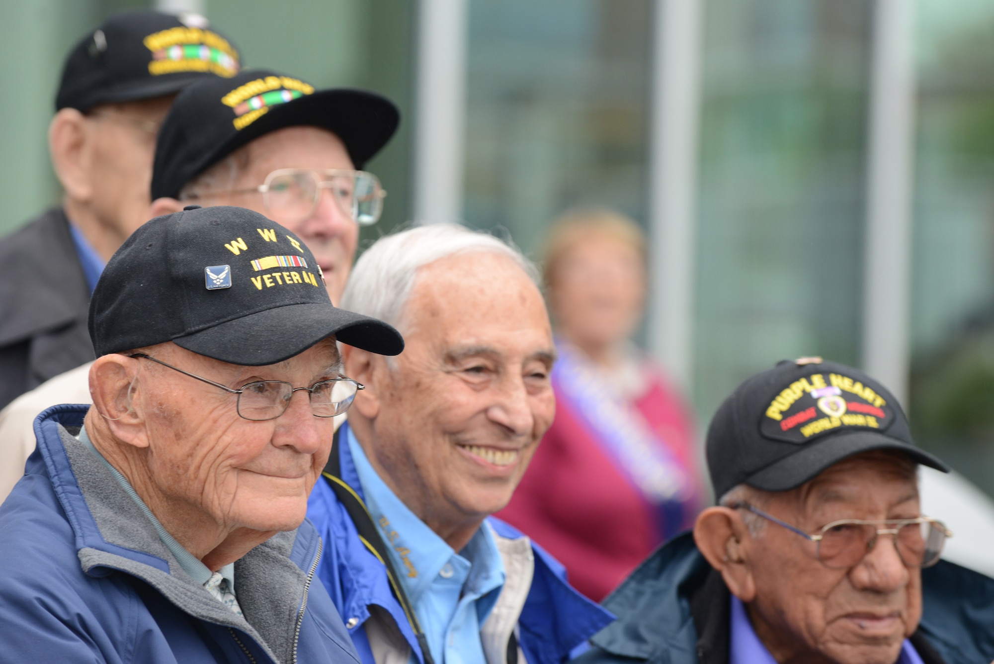 D-Day veterans travel from the United States to the England to take part in the journey to Normandy to commemorate the 70th anniversary of the D-Day landings at Portsmouth, United Kingdom, June 3, 2014. A series of events commemorating the 70th anniversary were planned for the week with many U.S. leaders travelling to the famous beaches to pay their respects to those who lost their lives. (U.S. Air Force photo by Tech. Sgt. Chrissy Best)