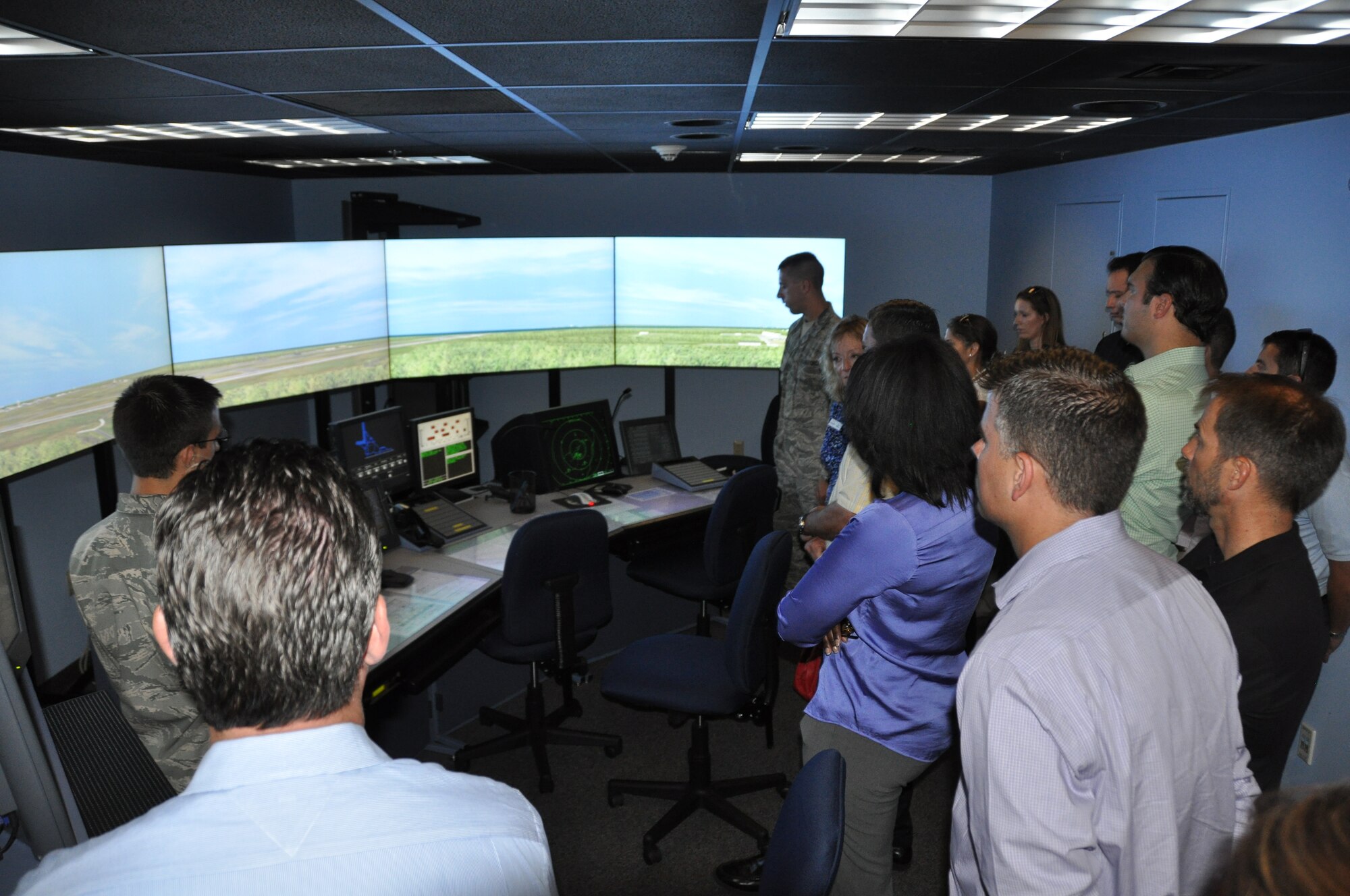 Members of Leadership Tampa Bay, an organization comprised of civic leaders from the Tampa Bay area, visited MacDill AFB June 5. During their annual visit, the group was able to tour a KC-135 Stratotanker, the control tower, the fire station and the Security Forces K9 unit. (U.S. Air Force photo/Capt. Joe Simms)