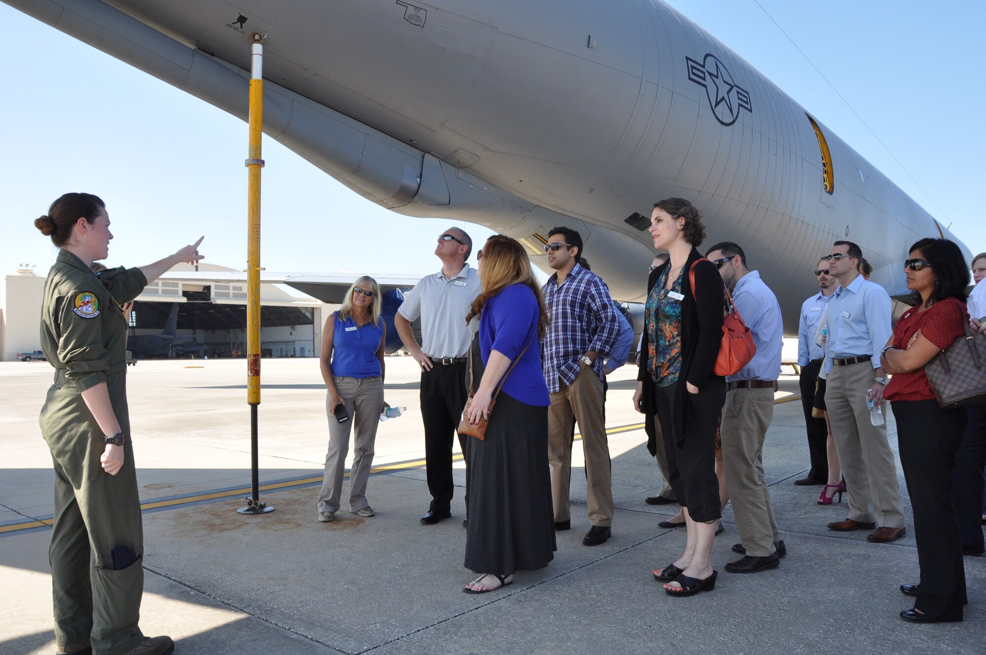 Members of Leadership Tampa Bay, an organization comprised of civic leaders from the Tampa Bay area, visited MacDill AFB June 5. During their annual visit, the group was able to tour a KC-135 Stratotanker, the control tower, the fire station and the Security Forces K9 unit. (U.S. Air Force photo/Capt. Joe Simms)