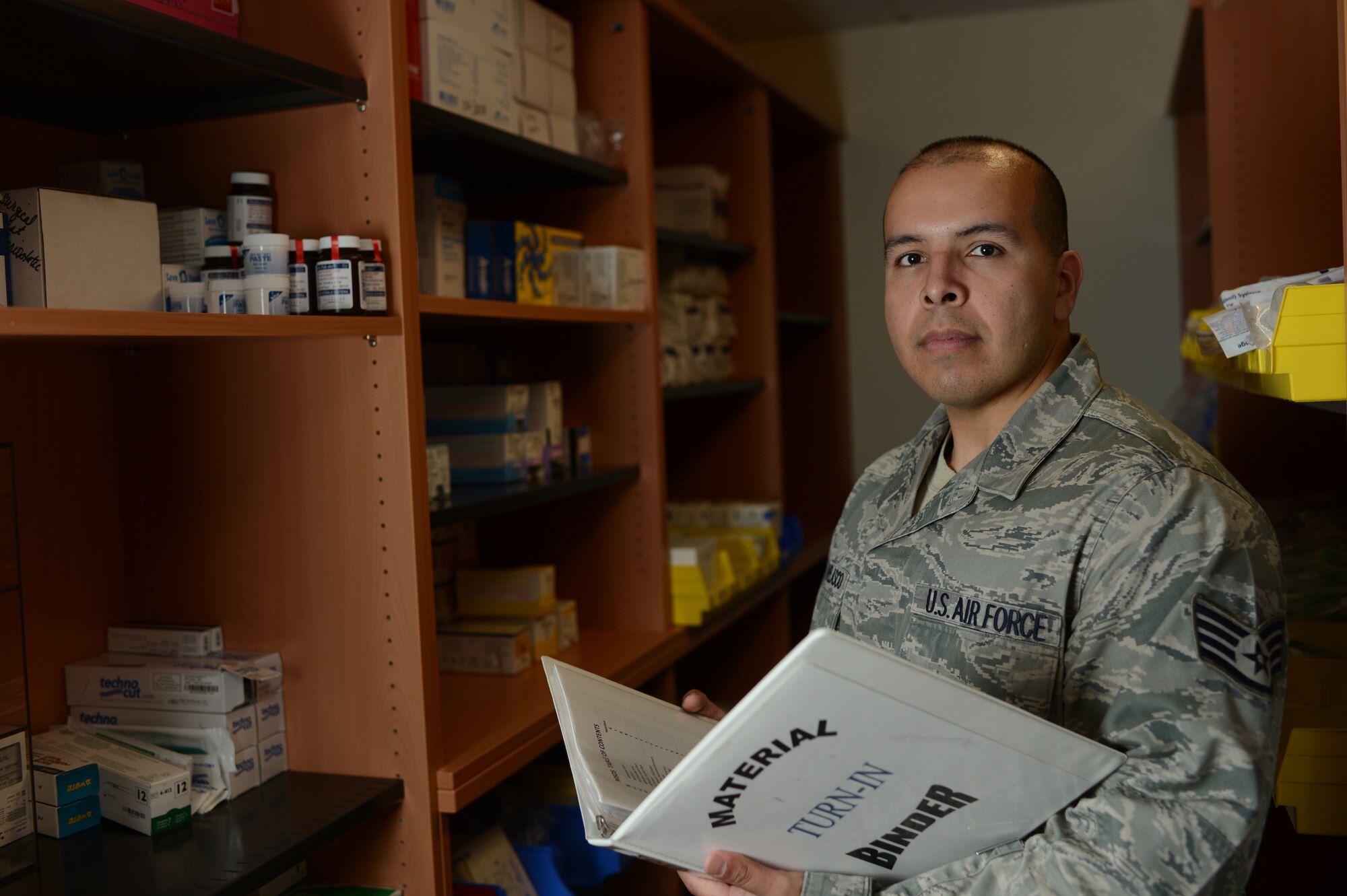 Staff Sgt. Ulices G. Pereira-Velasco, NCOIC of Dental Logistics, from Ephrata, Wash.,  is the Super Saber Performer for the week of June 5 - 11. (U.S. Air Force photo by Senior Airman Gustavo Castillo) 

