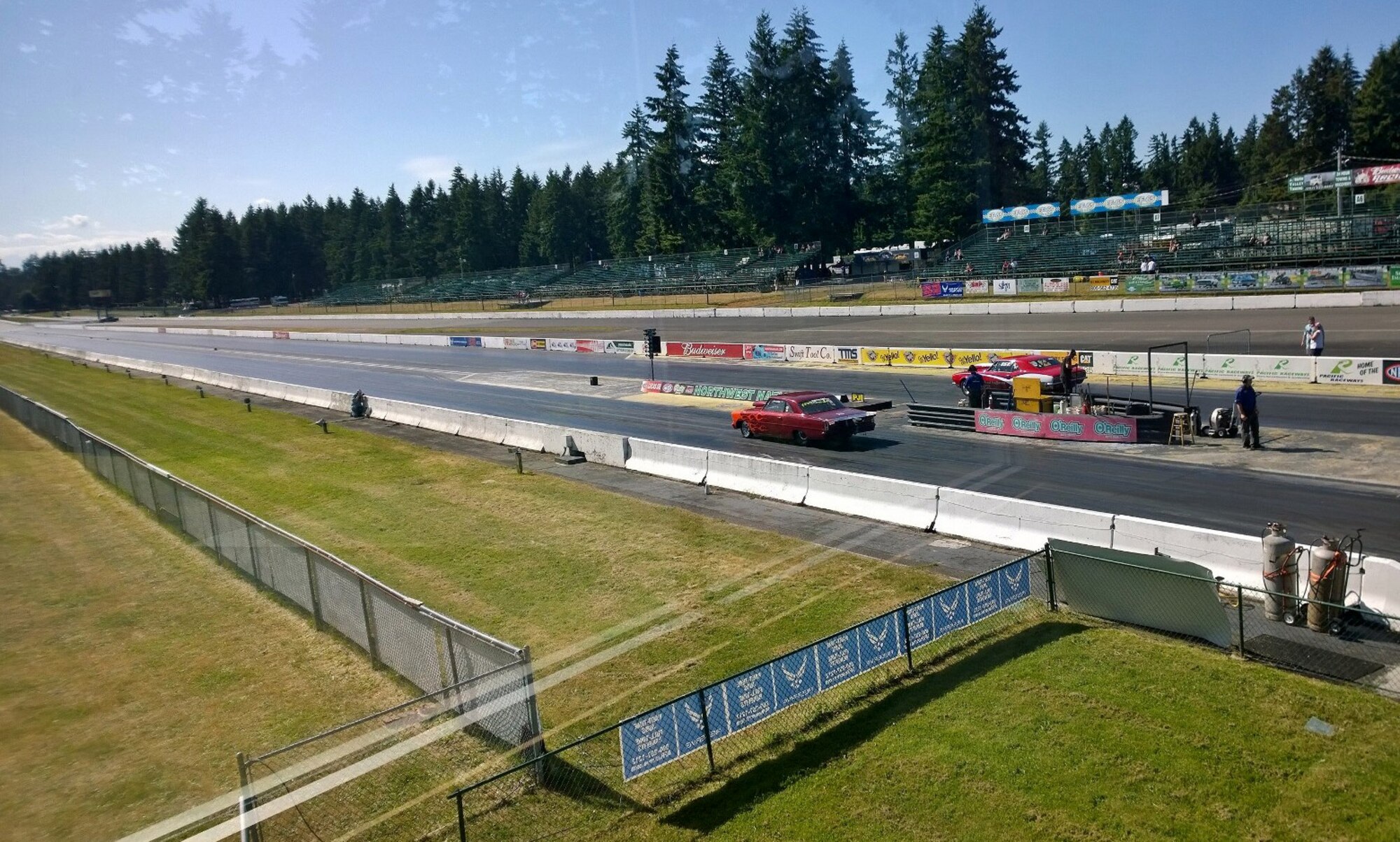 The Air Force Reserve Command sponsored the National HotRod Association High School Drags June 6 at Pacific Raceways in Kent, Washington. Tech. Sgt. Warren Hill, a recruiter with the 446th Airlift Wing Reserve Recruiting, set up Air Force Reserve displays and banners, and coordinated an enlistment that took place in front of the crowd. High school students and parents in the local community learned about the Air Force Reserve and the 446th Airlift Wing during the event. (Photo courtesy of Chief Master Sgt. Kristyn Ervin)