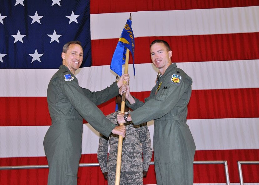 Lt. Col. John D. Galloway Jr. assumed command of Detachment 303 today from Col. Juris L. Jansons, 495th Fighter Group Commander in a ceremony held in the 5-Bay hangar here. Det. 303 is an active associate unit of the 442d FW. (U.S. Air Force Photo by 1st Lt Jeff Kelly)