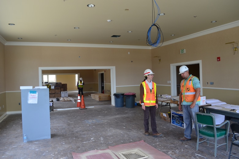 The interior of the cultural center undergoes renovations at the Presidio of Monterey in Monterey, Calif., May 8, 2014. The cultural center is one of several major construction projects at the Presidio managed by the U.S. Army Corps of Engineers Sacramento District and is scheduled to be complete August 2014. The program incorporates the latest energy and water conservation technologies in order to operate more efficiently and in a sustainable, environmentally friendly manner. (U.S. Army photo by Capt. Michael N. Meyer/Released)
