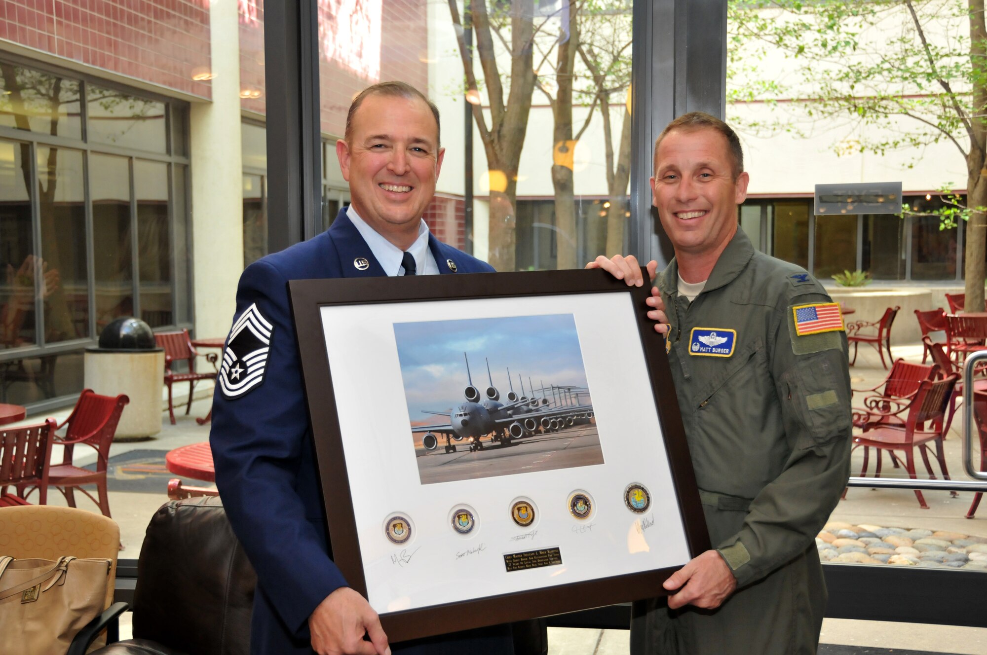 TRAVIS AIR FORCE BASE, Calif. -- Chief Master Sgt. Mark Kloeppel, 349th Medical Group superintendent, has a retirement ceremony held here on June’s A flight.  (U.S. Air Force photo / Senior Master Sgt. Robert Wade) 