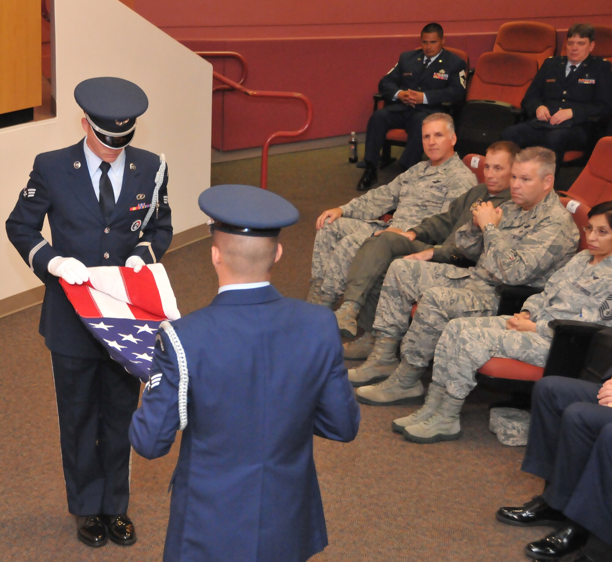 TRAVIS AIR FORCE BASE, Calif. -- Chief Master Sgt. Mark Kloeppel, 349th Medical Group superintendent, has a retirement ceremony held here on June’s A flight.  (U.S. Air Force photo / Senior Master Sgt. Robert Wade) 