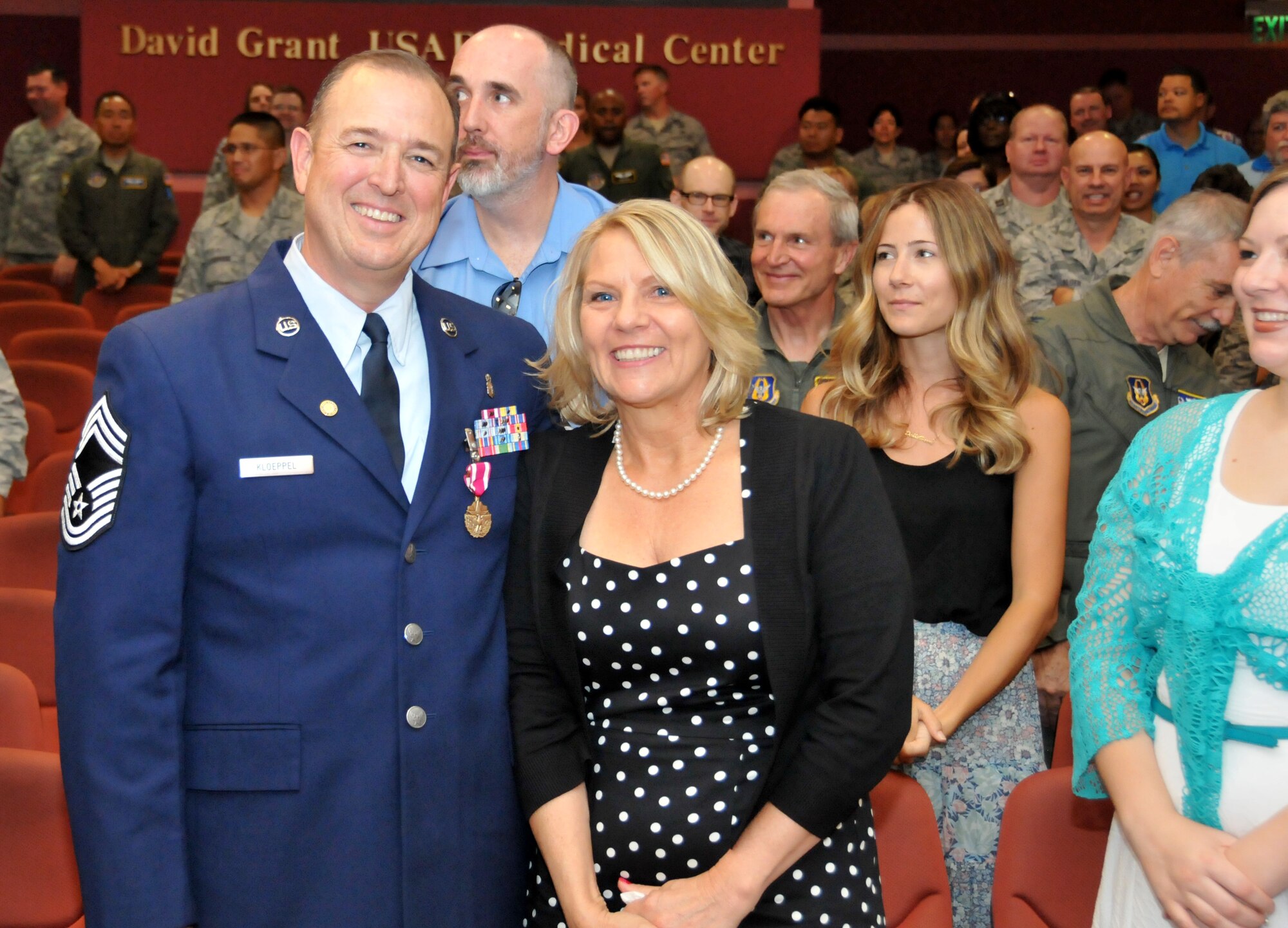 TRAVIS AIR FORCE BASE, Calif. -- Chief Master Sgt. Mark Kloeppel, 349th Medical Group superintendent, has a retirement ceremony held here on June’s A flight.  (U.S. Air Force photo / Senior Master Sgt. Robert Wade) 