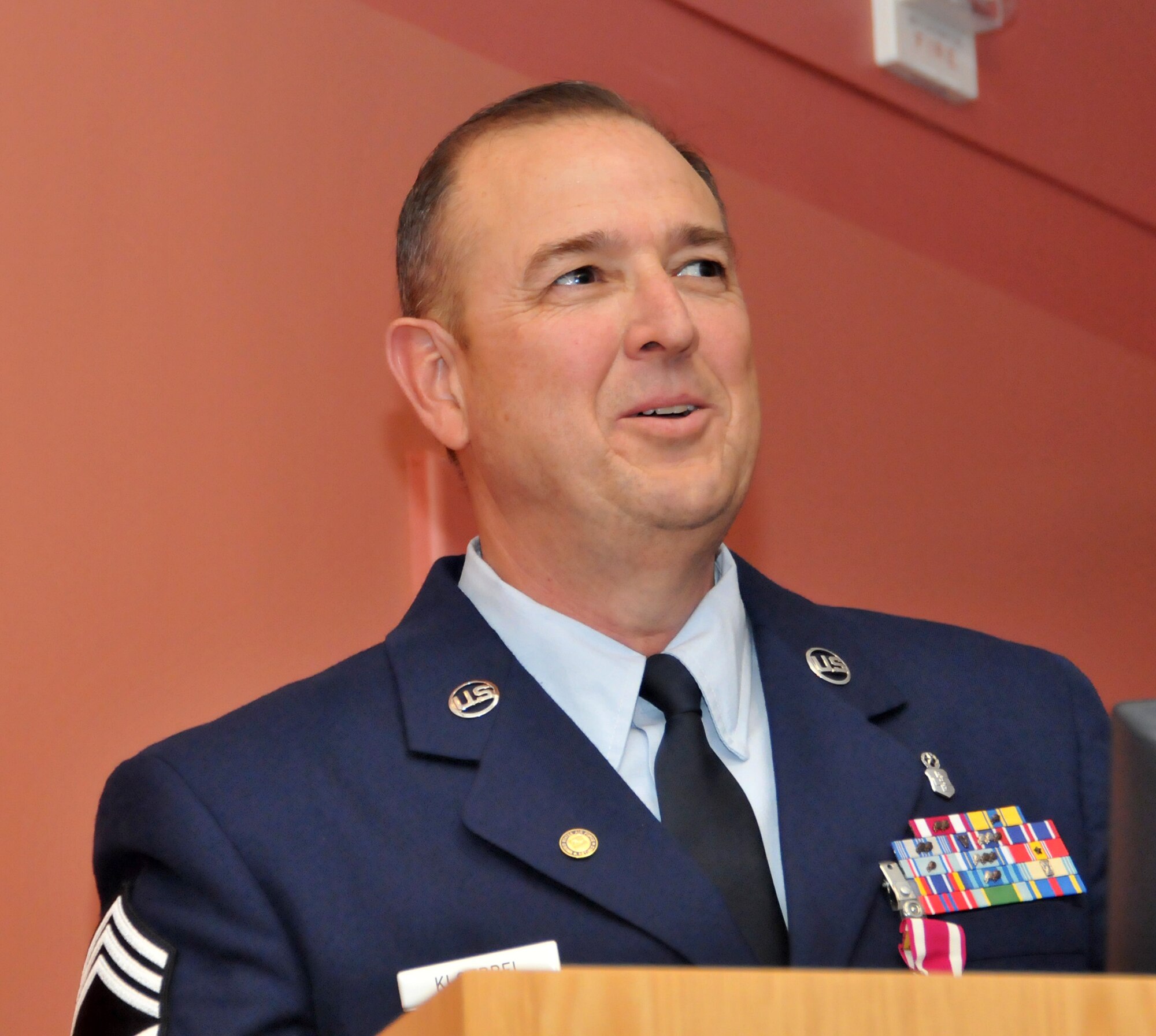 TRAVIS AIR FORCE BASE, Calif. -- Chief Master Sgt. Mark Kloeppel, 349th Medical Group superintendent, has a retirement ceremony held here on June’s A flight.  (U.S. Air Force photo / Senior Master Sgt. Robert Wade) 