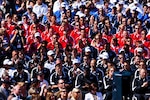 At the 2012 Warrior Games, consisting of 200 wounded, ill or injured service members from the Marine Corps, Navy, Air Force, Coast Guard and Special Operations Command competing in a Paralympics-style competition, athletes sit and listen to opening day remarks April 30, 2012 in Colorado Springs, Colo. The competition is from May 1 to 5, 2012.