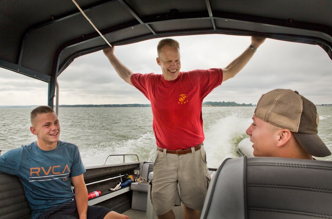 The commanding officer of the 8th Marine Corps District, Col. Dudley R. Griggs, took Marines from the unit on a boat trip at Eagle Mountain Lake in Fort Worth, Texas, May 30, 2014.