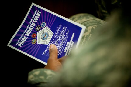 The Minnesota National Guard was among units commemorating Lesbian, Gay, Bisexual and Transgender Pride Month. This photo shows a Pentagon event on June 26, 2012. 