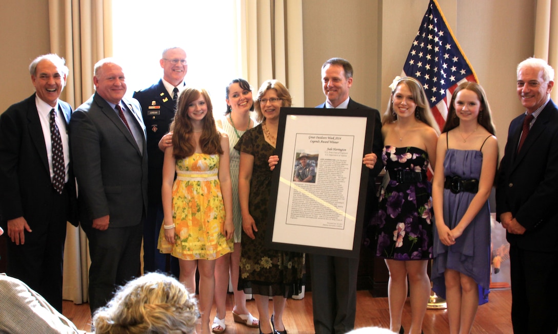 The American Recreation Coalition’s Legend’s Award was presented to Jude Harrington, a U.S. Army Corps of Engineers at Raystown Lake supervisory park ranger, June 10 on Capitol Hill in Washington, D.C. Recreation leaders from across the country, Congressman Glenn Thompson (Pa.), leaders from the U.S. Army Corps of Engineers, Baltimore District, and Harrington’s family gathered to honor his efforts Tuesday evening.
