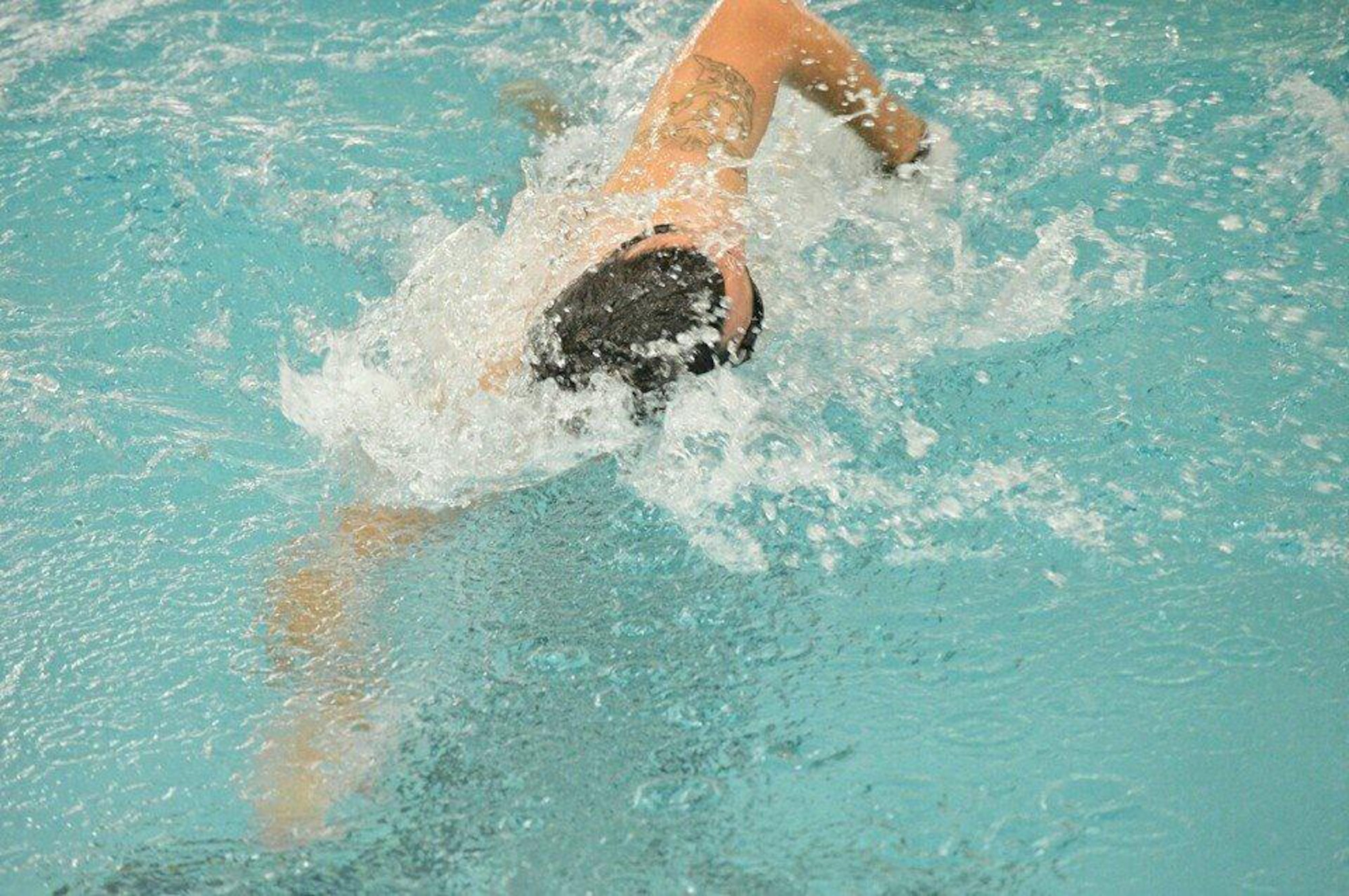 A swimmer practices his strokes at the U.S. Military Academy, West Point
N.Y.  in  pre-event training for the 2014 Army Warrior Trials slated for
June 15-20.