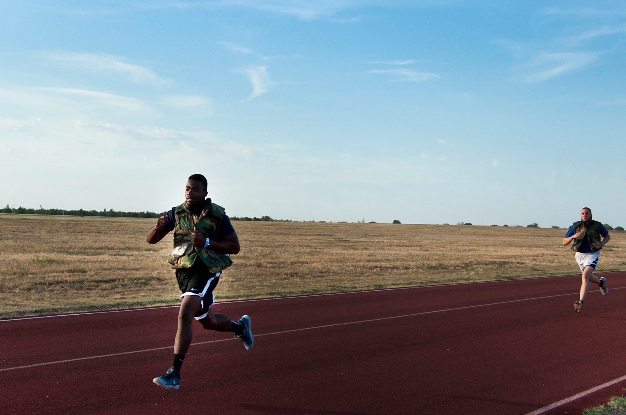 Airmen, Soldiers and Sailors celebrated Armed Forces Day at Sheppard Air Force Base, Texas, by participating in the 9th annual Joint Warrior Challenge, June 7, 2014, at the base one-mile track. The challenge itself consisted of five physically demanding events that pushed each 10 member team to their limits. The 363rd Training Squadron came out on top of the other 16 teams, scoring in the top two of every event. (U.S. Air Force photo/Airman 1st Class Robert L. McIlrath)