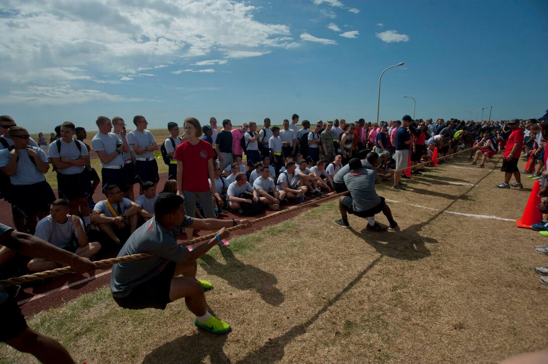 Airmen, Soldiers and Sailors celebrated Armed Forces Day at Sheppard Air Force Base, Texas, by participating in the 9th annual Joint Warrior Challenge, June 7, 2014, at the base one-mile track. The challenge itself consisted of five physically demanding events that pushed each 10 member team to their limits. The 363rd Training Squadron came out on top of the other 16 teams, scoring in the top two of every event. (U.S. Air Force photo/Airman 1st Class Jelani Gibson)