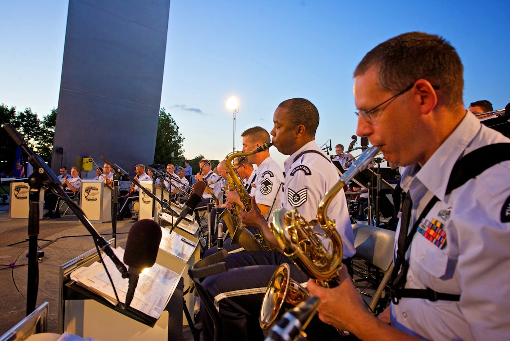 The Airmen of Note & Air Force Strings perform as the USAF Studio Orchestra at the Air Force Memorial (photo by CMSgt Jeb Eaton).
