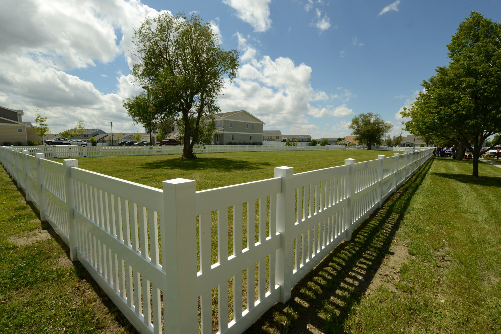 The above is a panorama of the Malmstrom Air Force Base dog park, located at the corner of Cedar and Oak Street. The park’s grand opening was June 6. (U.S. Air Force photo/Senior Airman Katrina Heikkinen)