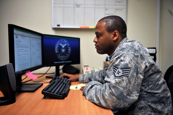 Staff Sgt. Jamie Murphy, 51st Security Forces Squadron Air Base Defense NCO, reviews an air base defense itinerary brief on Osan Air Base, Republic of Korea, June 3, 2014. Murphy is this week’s Airman Spotlight winner. (U.S. Air Force photo by Senior Airman David Owsianka)