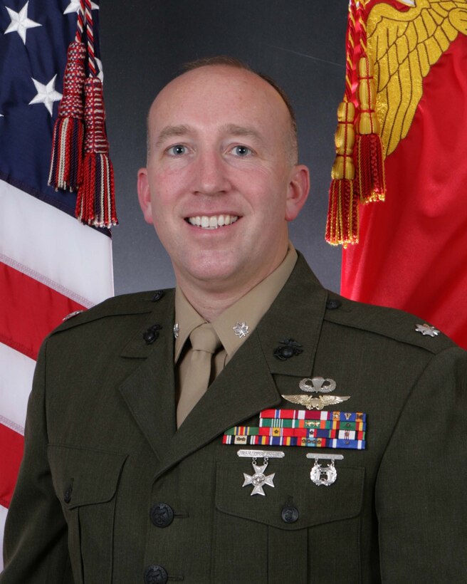 Lt. Col. William A. Schutz assumed command of Marine Tactical Electronic Warfare Training Squadron 1 from Lt. Col. Joshua S. K. Gordon during a ceremony at Marine Corps Air Station Cherry Point, N.C., June 5, 2014. 