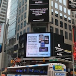 An advertisement in New York City's Times Square showcases the new Positive Activity Jackpot mobile application, developed to help ease service members' transition from deployment to home life.