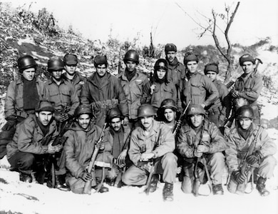 Some of the members of the Puerto Rican infantry unit who distinguished themselves during heroic combat during the Korean War.