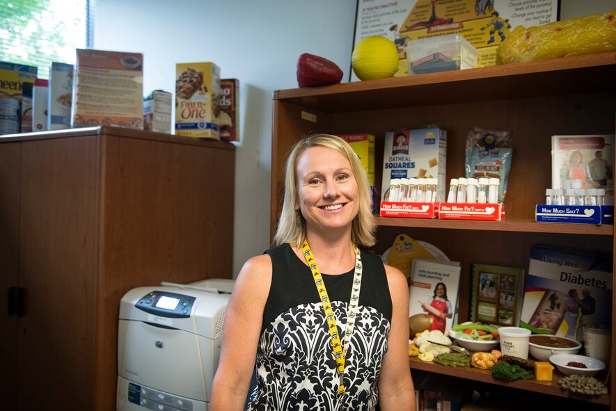 Erin Locke, 23d Medical Group health promotion dietician, poses for a photo at Moody Air Force Base, Ga., June 2, 2014. Locke has been a dietician at Moody since early 2014. (U.S. Air Force photo by Senior Airman Jarrod Grammel/Released)
