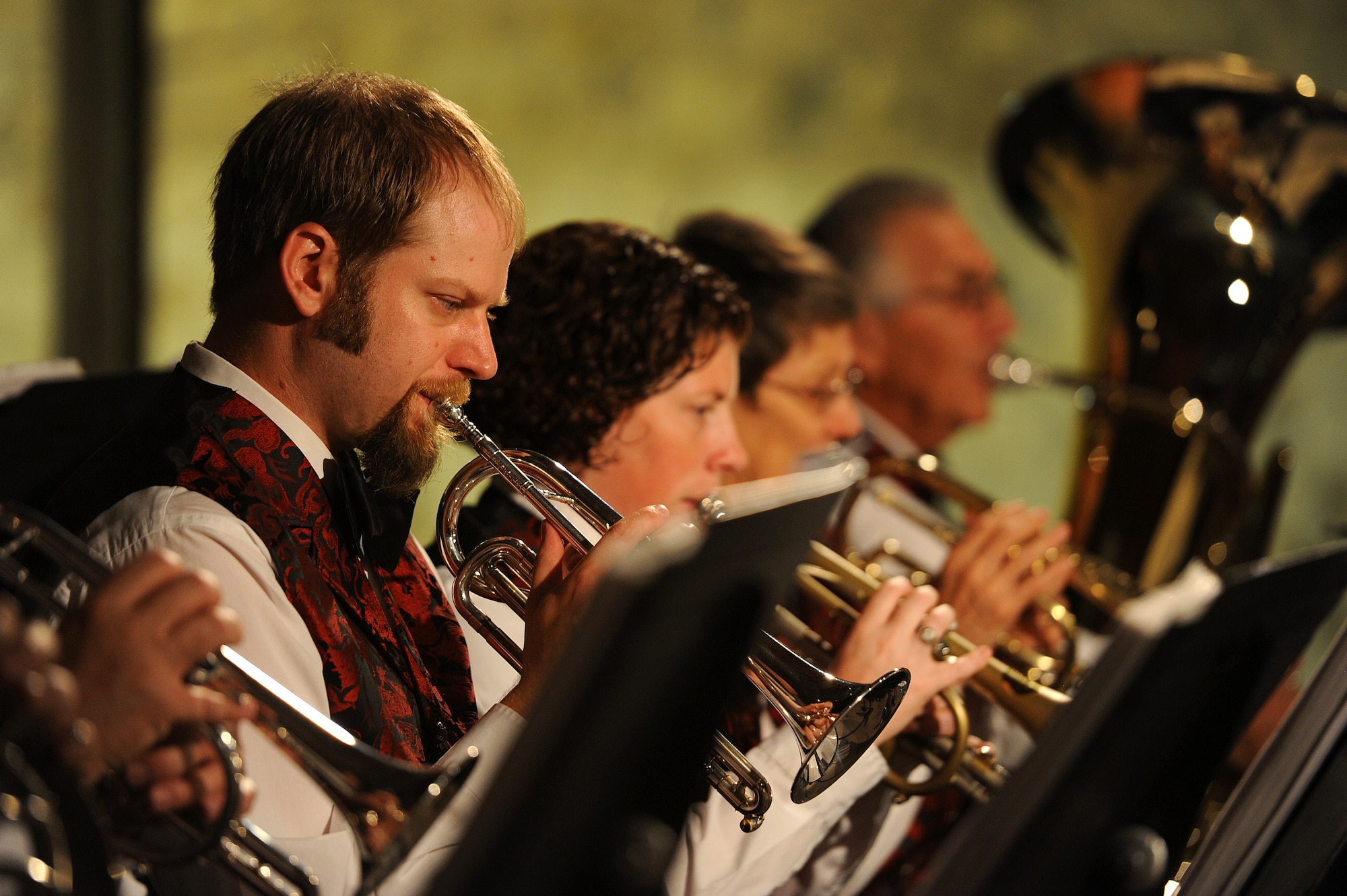 SAN ANGELO, Texas – A live band plays music during the Army Ball at Fort Concho Stables here June 6. A Fort Concho re-enactor played the Army song through bagpipes as well. (U.S. Air Force photo/ Airman 1st Class Devin Boyer)
