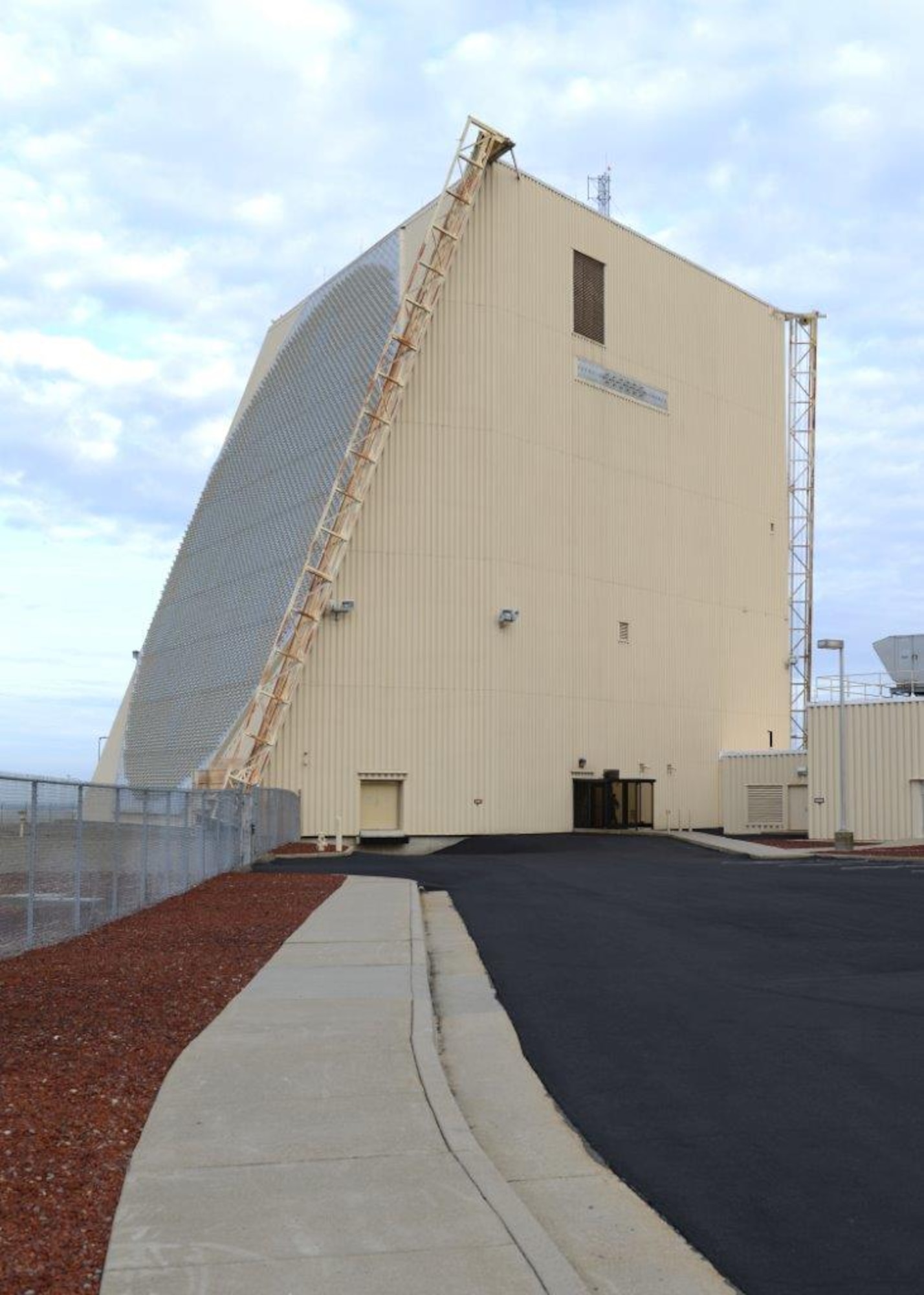 The PAVE Phased Array Warning System radar site at Beale Air Force Base, Calif., recently underwent a security system upgrade. The Force Protection Division, a Battle Management team from Hanscom AFB, Mass., installed the latest intrusion detection technology to help safeguard the radar. PAVE PAWS has the capability to detect and track sea-launched and intercontinental ballistic missiles as well as earth-orbiting satellites. (U.S. Air Force courtesy photo)
