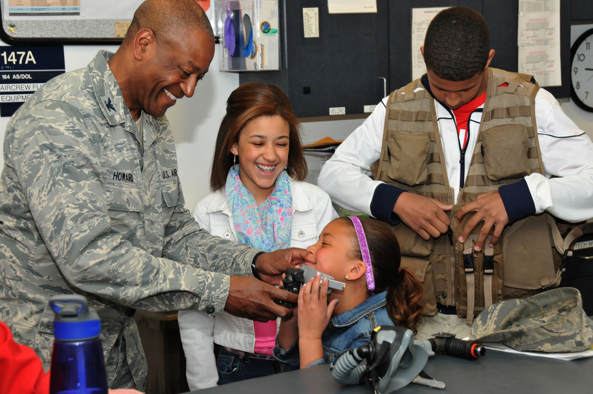 The 179th Airlift Wing particpated in the national Take Our Daughters and Sons to Work Foundation, Mansfield, OH, July 6, 2013. The event gave members children the chance to join their parent for a day of work at an Air National Guard Installation, with activity stations for each child to learn about the different jobs around the unit. (U.S. Air National Guard photo by Technical Sergeant Joe Harwood/Released)