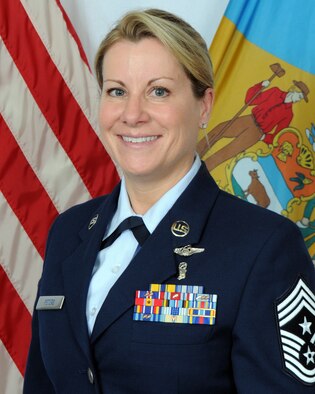 Chief Master Sgt. Shaune Peters, wing command chief, 166th Airlift Wing, Delaware Air National Guard (U.S. Air National Guard photo by Staff Sgt. Nathan Bright)