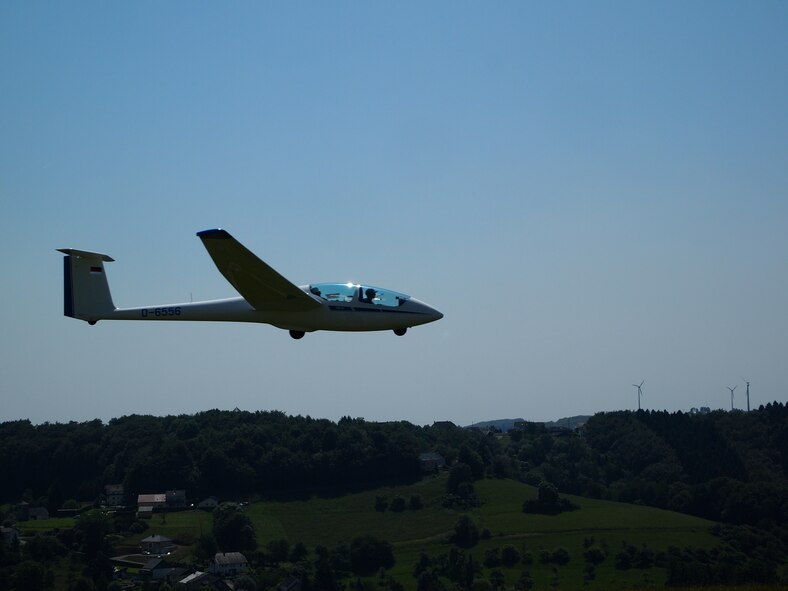 A Spangdahlem Civil Air Patrol cadet flies an ASK-21 Glider June 8, 2014, as part of a CAP Flight Orientation Program. The glider is a unpowered aircraft that uses physics and aerodynamics to glide at speeds up to 174 mph. (Courtesy photo/released)