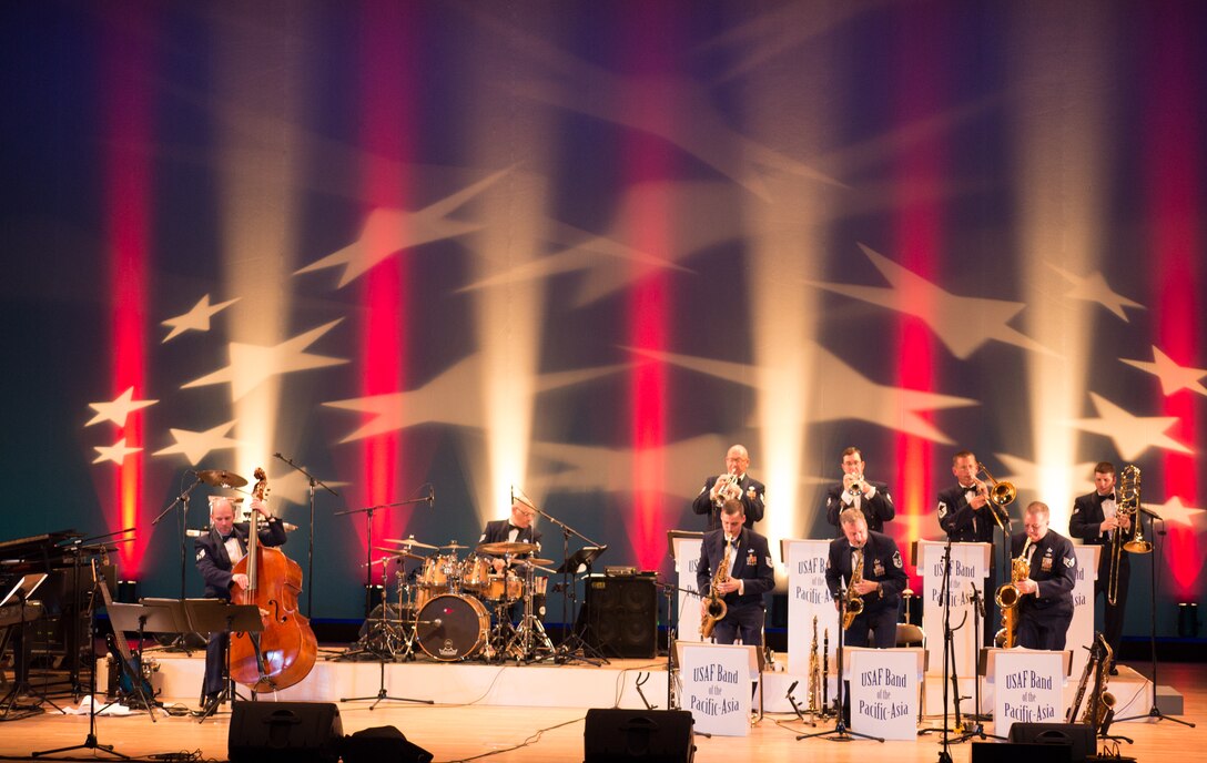 JOETSU CITY, Japan -- Pacific Showcase performs "Stars and Stripes" in Joetsu City, Niigata, Japan on June 4, 2014. (U.S. Air Force photo by Staff Sgt. Josh Voyles)