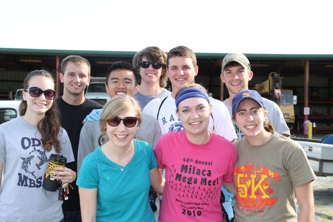 Nine volunteers from Old Dominion University participated in this year’s Norfolk District-sponsored Clean the Bay Day here June 7, 2014.  A total of 68 bags of trash - 1,410 pounds of bagged trash and approximately 590 pounds of bulk non-bagged items – were collected. The most unusual items included a sledge hammer, a dog carcass, a kayak paddle, one dead turtle, a respirator, an arrow and one big red ball. The majority of debris was cigarette butts, plastic bottles and Styrofoam from buoys.