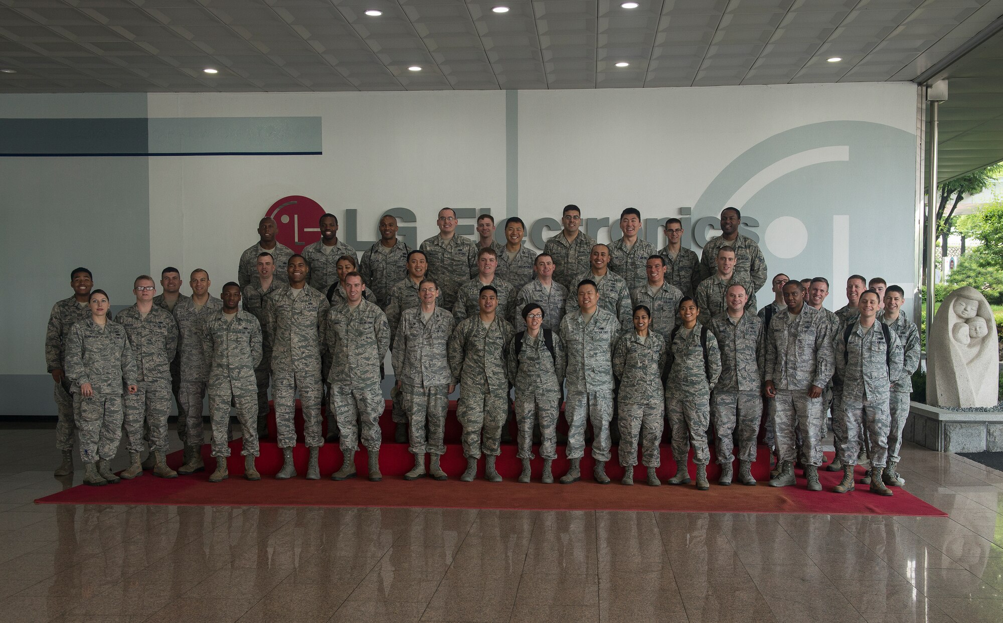 Airmen from Osan Air Base went on a tour of the LG Digital Park June 11, 2014, in Pyeongtaek, Republic of Korea. The tour was intended to give Airmen opportunities to see what's in the city of Pyeongtaek around the base. (U.S. Air Force photo by Staff Sgt. Jake Barreiro)