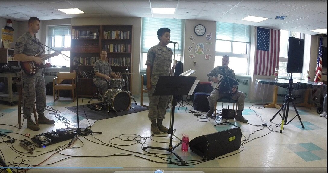 Members of the Blue Aces perform at the St. Albans Community Living Center in Queens, New York City, NY.