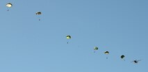 DAVIS-MONTHAN AIR FORCE BASE, Ariz. – Pararecueman(PJ) assigned to the 306th Rescue Squadron (Air Force Reserve) parachute to the ground in Eloy, Arizona, during a training mission March 2. PJ’s are specifically organized, trained and equipped to conduct personnel recovery operations in hostile or denied areas as a primary mission. The 306th RQS is a subordinate unit of the 943rd Rescue Group, which trains and equips Citizen Airmen to perform personnel recovery operations worldwide. (U.S. Air Force photo/Tech. Sgt. Frank Oliver)