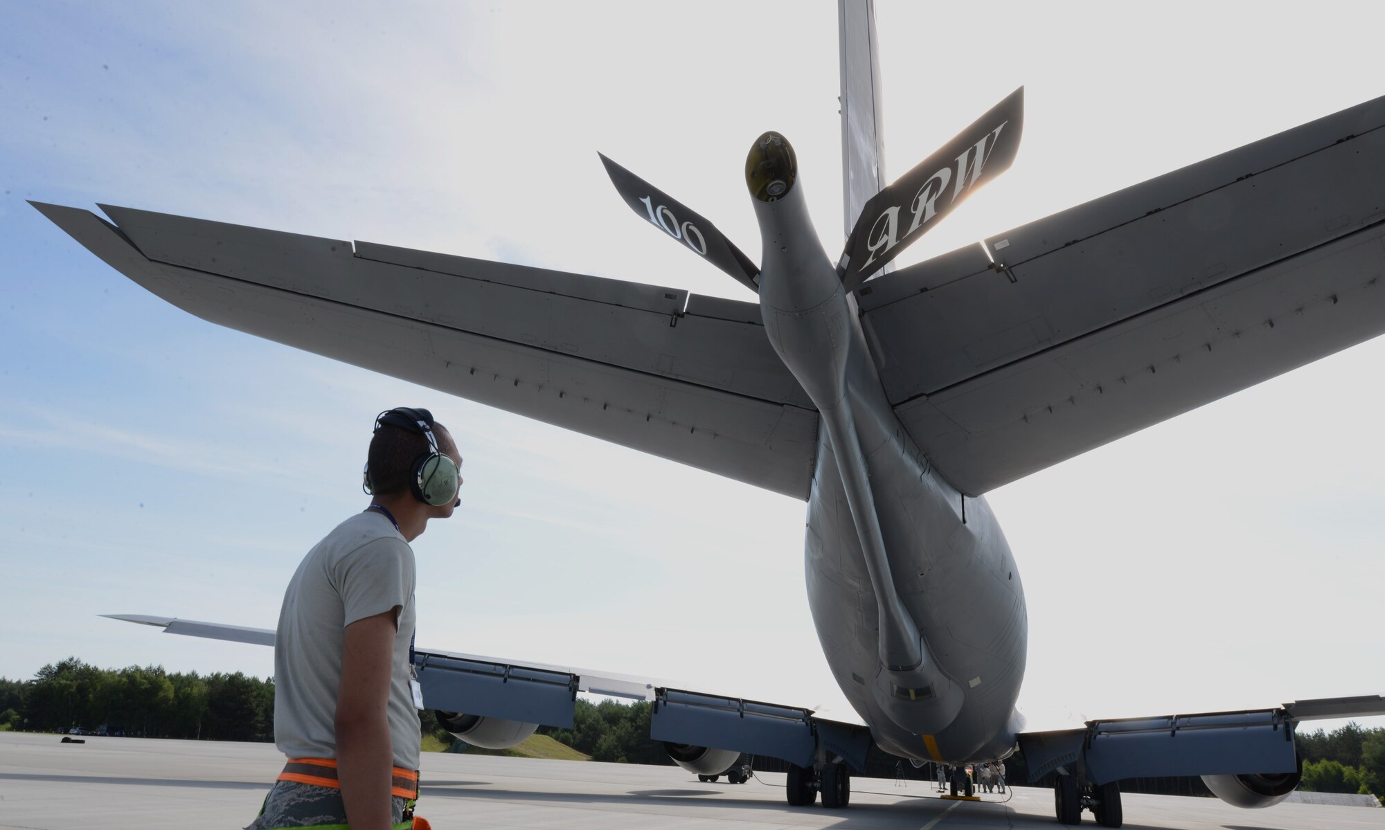 U.S. Air Force Airman 1st Class Joshua Higgs, 351st Expeditionary Air Refueling Squadron-Poland crew chief from St. Louis, completes tasks from the pre-flight checklist June 11, 2014, prior to a Baltic Operations Exercise mission out of Powidz Air Base, Poland. Before every flight, the crew chief and aircrew work together to ensure the aircraft is ready for take off. (U.S. Air Force photo/Airman 1st Class Kyla Gifford/Released)