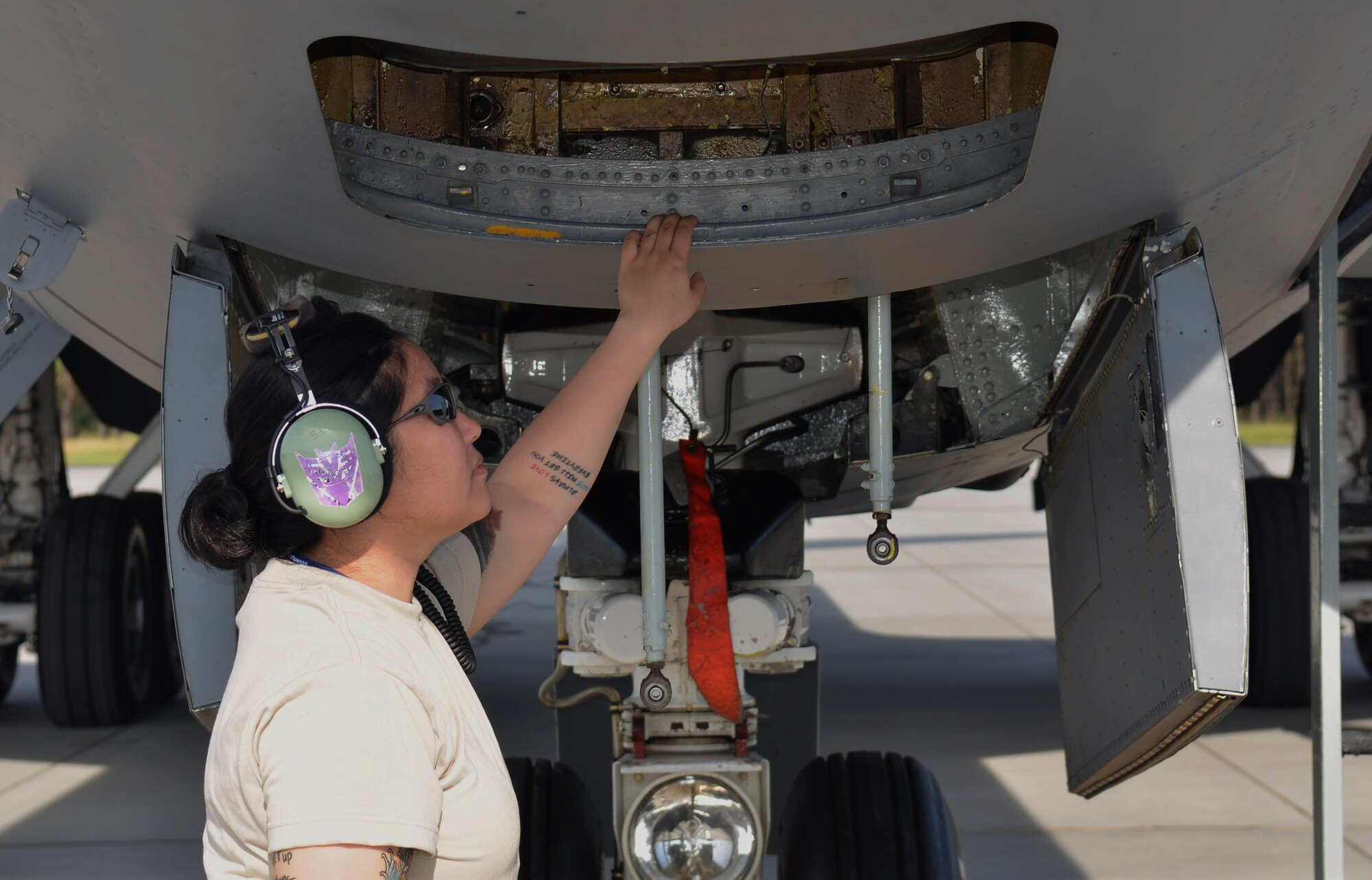U.S. Air Force Staff Sgt. Erica Northam, 351st Expeditionary Air Refueling Squadron-Poland communication and navigation craftsman from Juneau, Alaska, inspects a KC-135 Stratotanker before a Baltic Operations Exercise flight June 11, 2014, on Powidz Air Base, Poland. Celebrating its 42nd year, the BALTOPS Exercise aims to improve security in the Baltic Sea through cooperation among regional allies. (U.S. Air Force photo/Airman 1st Class Kyla Gifford/Released)