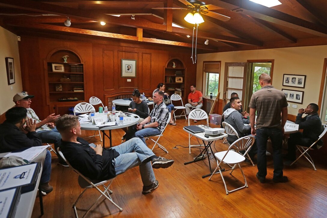 Marines with 1st Civil Affairs Group, Marine Forces Reserve ,attend Agricultural Development for Armed Forces Pre-Deployment Training at the San Diego Botanical Gardens in Encinitas, Calif., June 10, 2014. The ADAPT program teaches skills to improve food stability in allied countries.