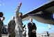 U.S. Air Force Tech. Sgt. Michael Johnson, 27th Special Operations Maintenance Squadron electronic warfare assistant section chief, points out features of “Heavy Metal,” an AC-130H Spectre gunship to John Johns, Deputy Assistant Secretary of Defense for maintenance policy and programs. Johns visited the base to congratulate the 27th Special Operations Maintenance Group on receiving the Secretary of Defense Field Level Maintenance Excellence Award. (U.S. Air Force photo/Airman 1st Class Shelby Kay-Fantozzi) 