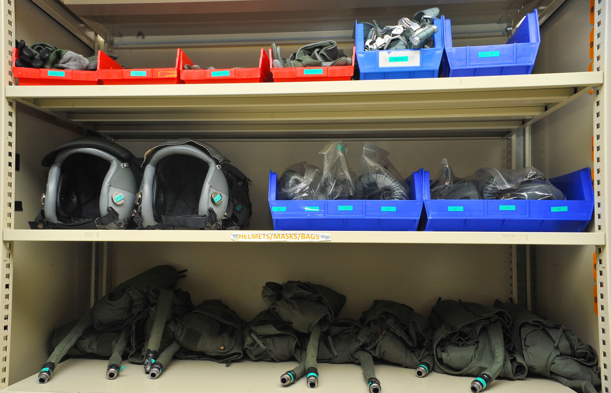 An assortment of equipment for pilots is maintained and repaired by the 56th OSS aircrew flight equipment shop attached to the 308th Fighter Squadron. Aircrew flight equipment has more than 260 pieces of equipment to maintain to ensure serviceability for Luke pilots. (U.S. Air Force photo/Airman 1st Class Cory Gossett)