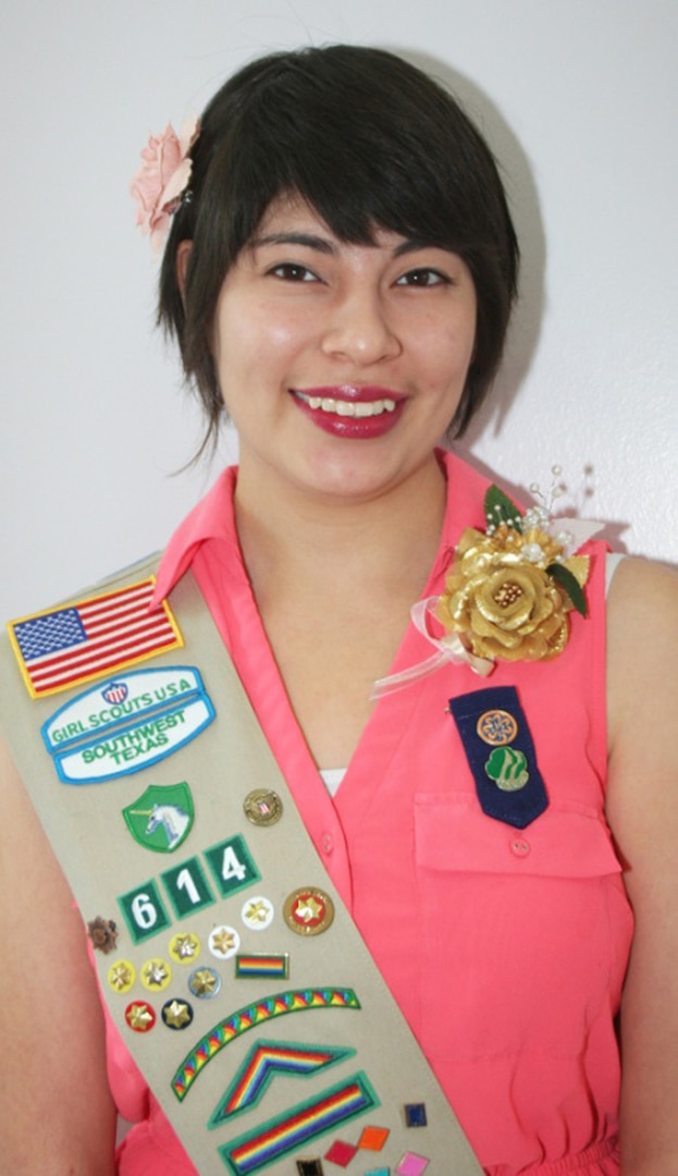 Vania Vasquez, 17, daughter of Annette and Tech. Sgt. Jeffery Vasquez, AFPC Office of Staff Judge Advocate NCO in charge of the services law division, received the Girl Scout Gold Award in a ceremony May 18 at St. Philip’s College in San Antonio. (Courtesy photo)
