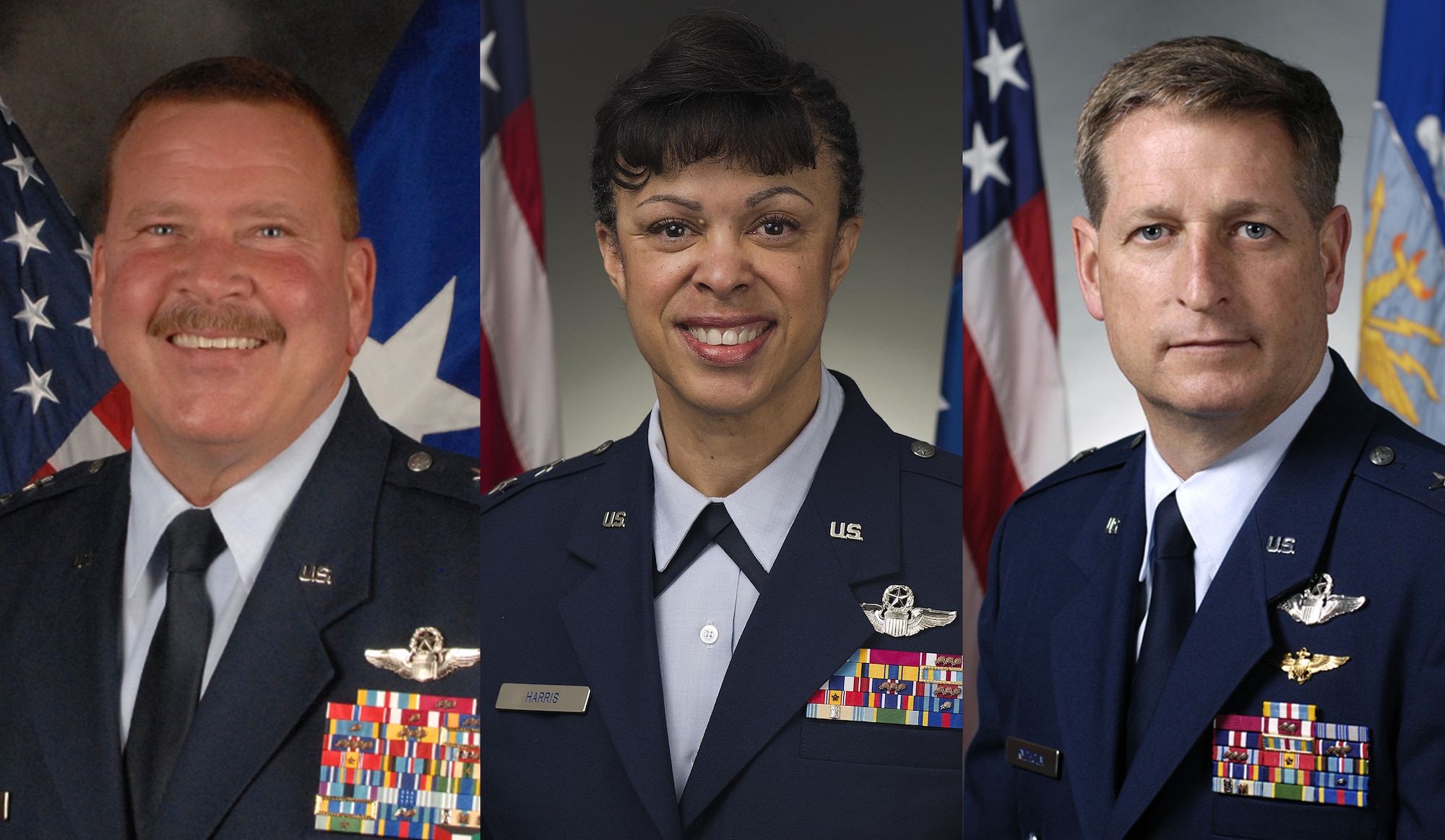 Air Force Reserve Command senior leaders are being reassigned.  Major Gen. Mark A. Kyle, 22nd Air Force commander, Dobbins Air Reserve Base, Georgia, will become director of Air, Space and Information Operations, Headquarters Air Force Reserve Command, Robins Air Force Base, Georgia.  Major General Stayce D. Harris, Mobilization Assistant to the Commander, Air Mobility Command, Scott Air Force Base, Illinois, will take over as commander of 22nd Air Force. Brigadier Gen. Derek P. Rydholm, director of Air, Space and Information Operations, Hq AFRC, Robins AFB, will become director of Plans and Programs at  Hq AFRC. (U.S. Air Force photos)