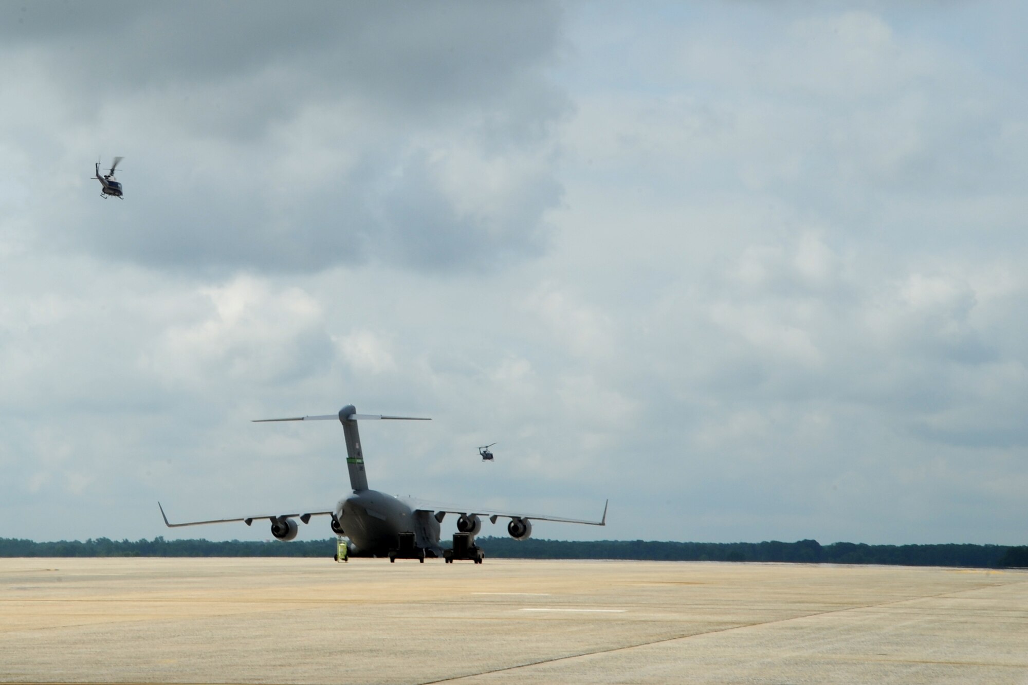 Air Force District of Washington Commander Maj. Gen. Sharon K. G. Dunbar, Lt. Col. Bill Sullivan and crew depart Joint Base Andrews, Md., on a UH-1N Huey for the general’s fini-flight June 13, 2014. Dunbar will retire from the Air Force after 32 years of service next month. Sullivan is a 1st Helicopter Squadron pilot. (U.S. Air Force photo/Master Sgt. Tammie Moore)