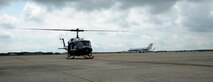 Air Force District of Washington Commander Maj. Gen. Sharon K. G. Dunbar, Lt. Col. Bill Sullivan and crew prepare to take-off on a UH-1N Huey for the general’s fini-flight at Joint Base Andrews, Md., June 13, 2014. Dunbar will retire from the Air Force after 32 years of service next month. Sullivan is a 1st Helicopter Squadron pilot. (U.S. Air Force photo/Master Sgt. Tammie Moore)