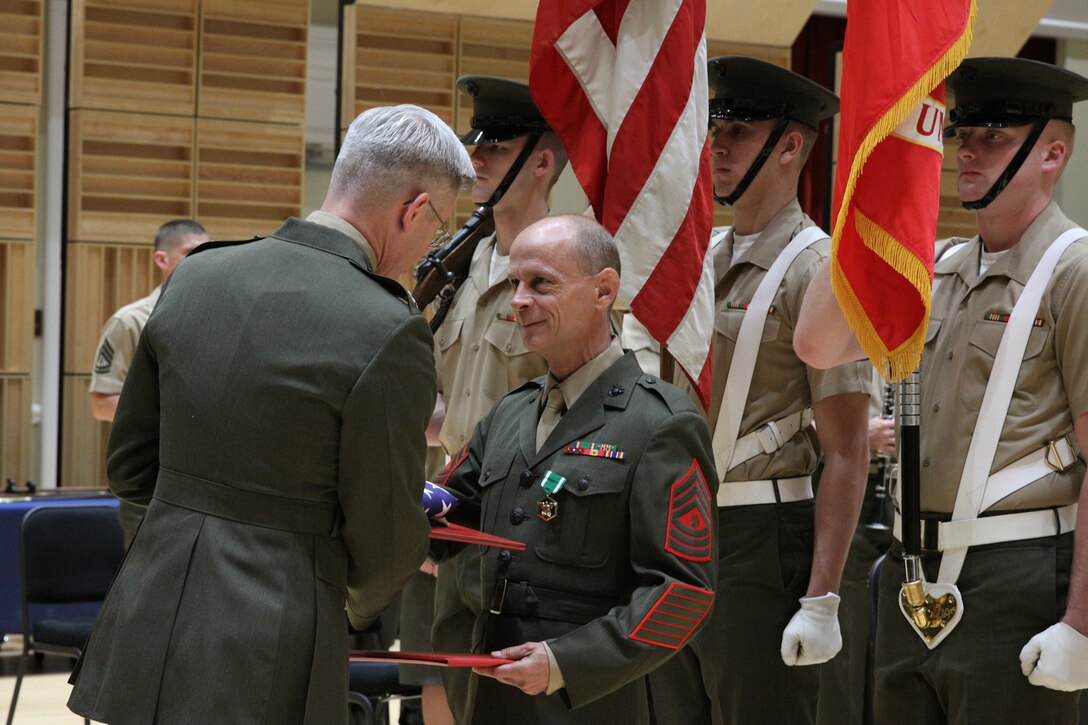 On May 30, 2014, clarinetist Master Sgt. John Norton retired from the Marine Band in a ceremony held in the John Philip Sousa Band Hall in Washington, D.C. (U.S. Marine Corps photo by Master Sgt. Kristin duBois/released)
