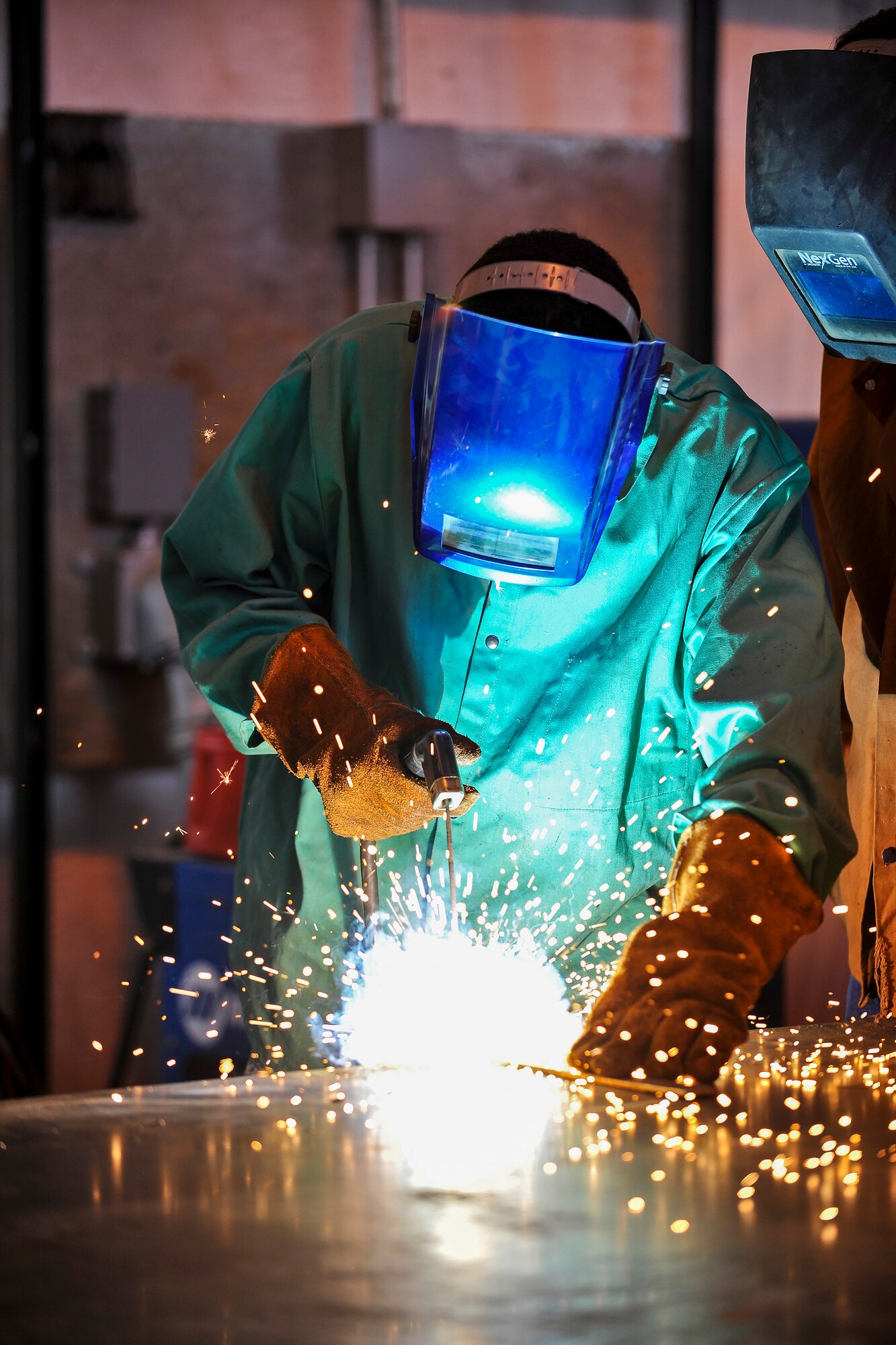 Welding is one of many civil engineer skills cadets learn at the Field Engineering and Readiness Laboratory in Jacks Valley. (U.S. Air Force Photo/Sarah Chambers)