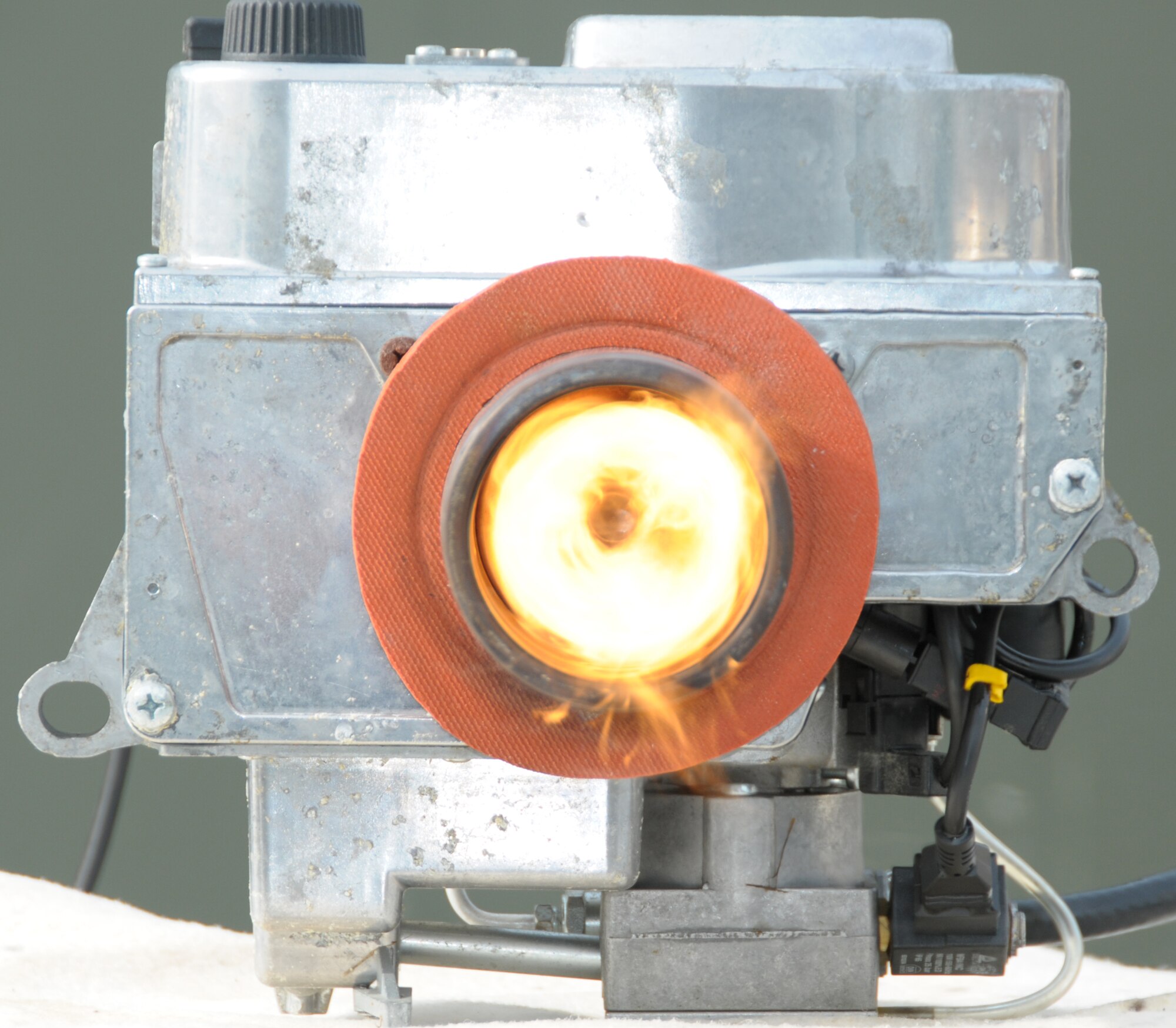 Could this be a new high tech miniature jet engine?  By this close-up image one could conjure up that conclusion, but see the next photo for details. (U.S. Air Force photo by Peter Borys)