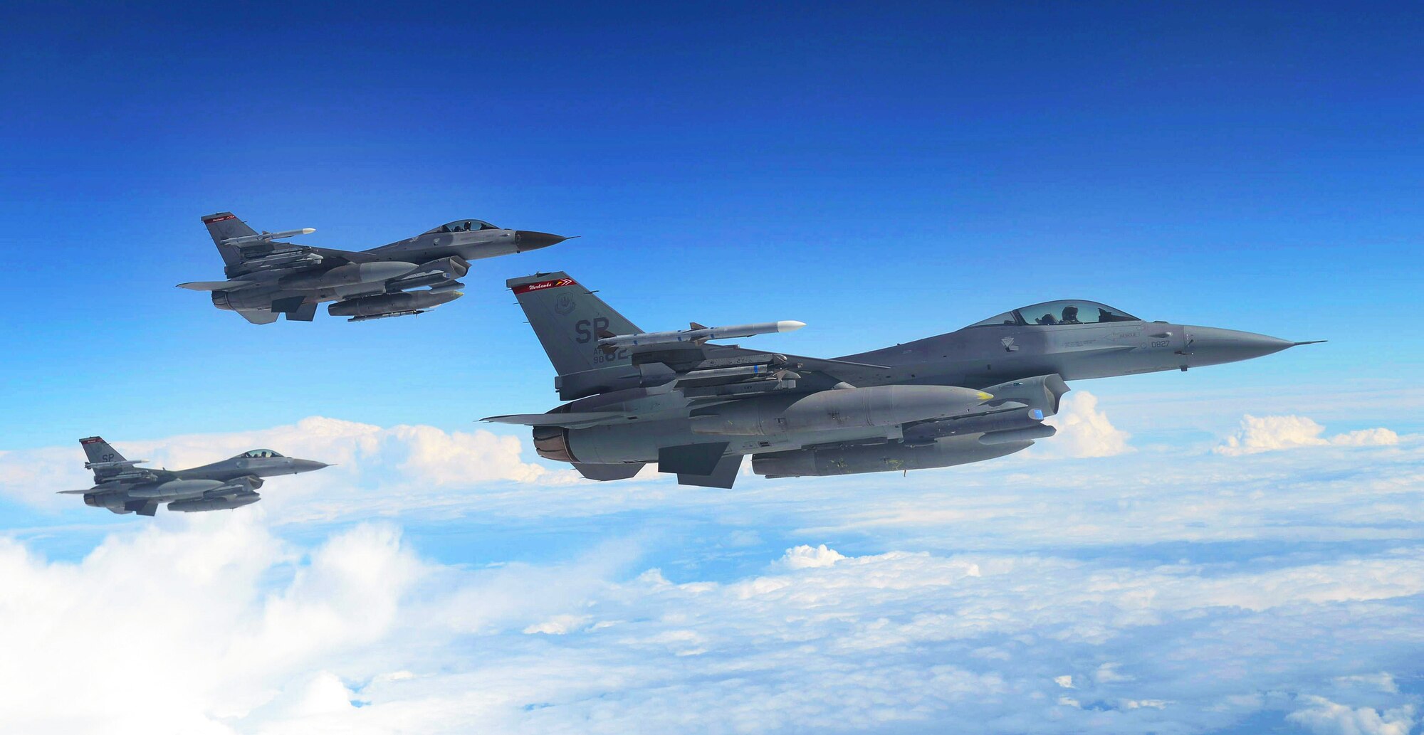 U.S. Air Force F-16 Fighting Falcons await refueling from a KC-135 Stratotanker assigned to the 351st Expeditionary Air Refueling Squadron-Poland June 13, 2014, during a Baltic Operations Exercise mission over Germany. For BALTOPS, the U.S. Air Force is providing fighter aircraft for maritime interdiction and dissimilar air combat training, as well as air refueling support. (U.S. Air Force photo/Airman 1st Class Kyla Gifford/Released)