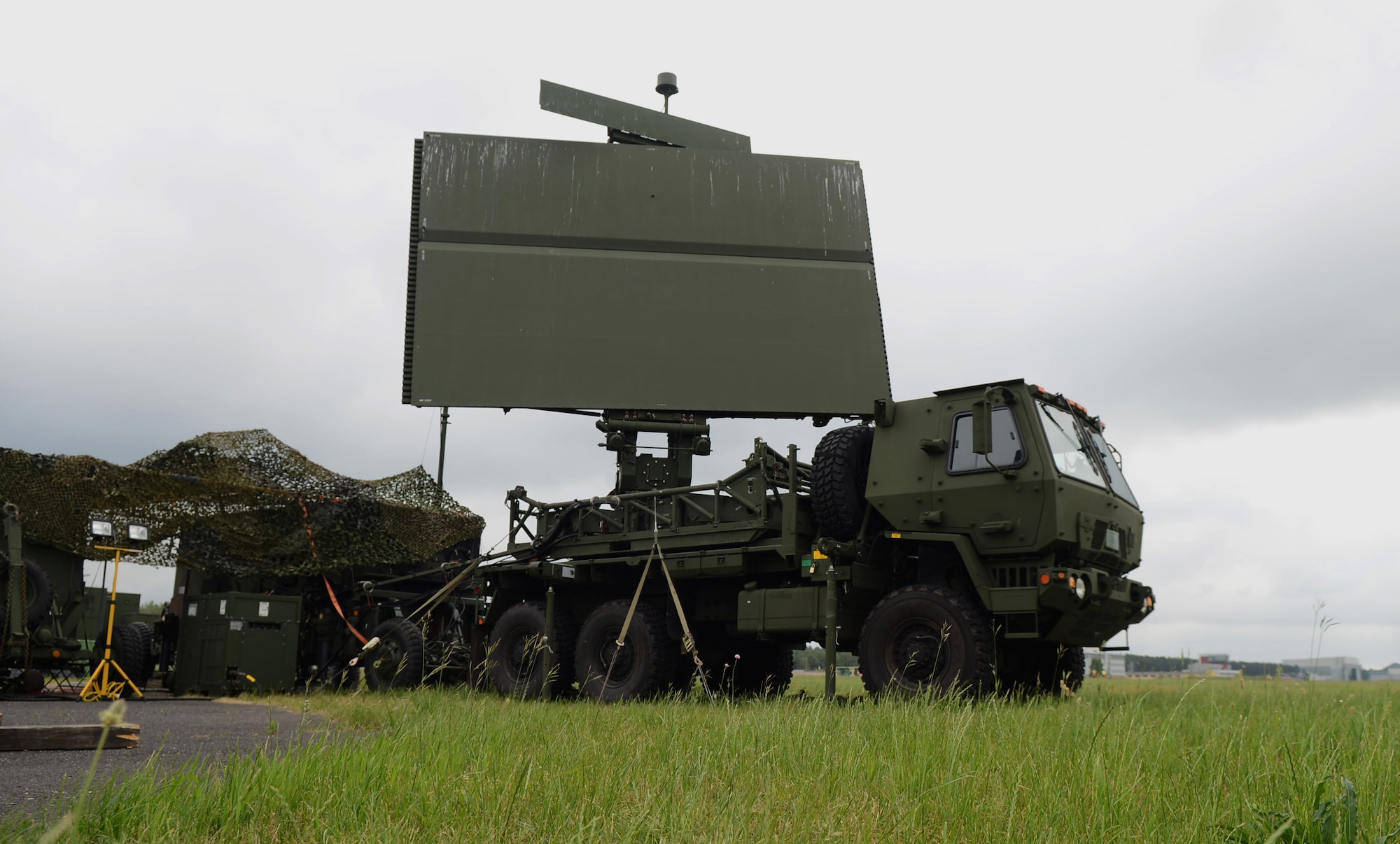 Radar equipment from the 606th Expeditionary Air Control Squadron rotates to gather data June 12, 2014, at Powidz Air Base, Poland. The 606th EACS will serve as a Control and Reporting Center that provides tactical control to the aircraft participating in Poland's EAGLE TALON exercise and the U.S. Air Force Aviation Detachment's Rotation 14-3 training exercise. (U.S. Air Force photo/Airman 1st Class Kyla Gifford/Released)